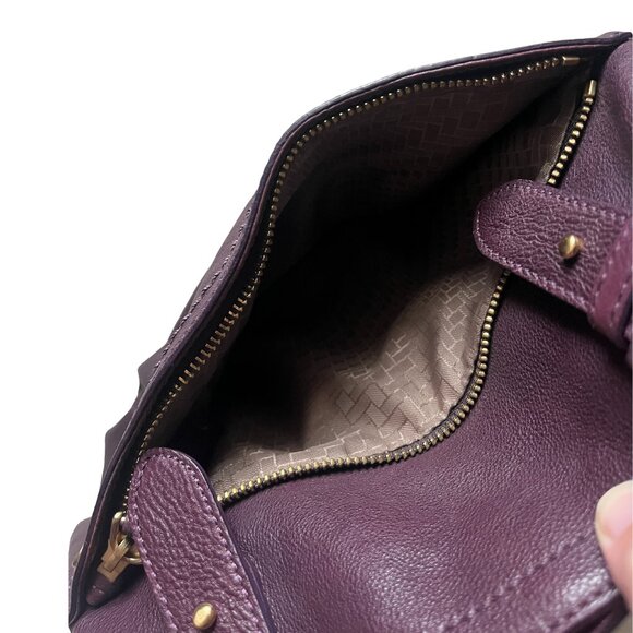 Cole Haan Purple Leather Bag Gold Accents - Picture 5 of 11